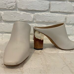 Pour La Victoire Off-White Mules with Lucite Heel